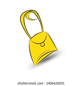 shoulder bag yellow vector illustration, sketch drawing, hand drawn, cartoon, logo, web icon