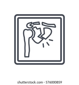 shoulder broken bone x-ray line icon