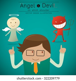 Shoulder devil and angel illustration