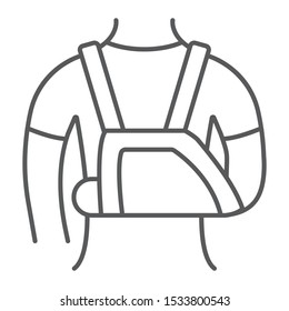 Shoulder immobilzer thin line icon, medical and healthcare, shoulder bandage sign, vector graphics, a linear pattern on a white background, eps 10.