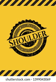 Shoulder inside warning sign, black grunge emblem. Vector Illustration. Detailed.