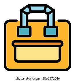 Shoulder laptop bag icon. Outline shoulder laptop bag vector icon color flat isolated