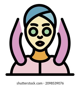 Shoulder massage icon. Outline shoulder massage vector icon color flat isolated