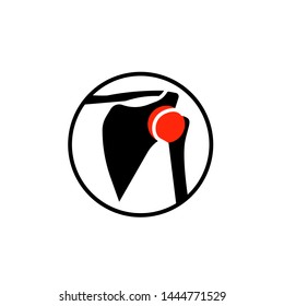 Shoulder osteoarthritis icon. Arthritis pictogram. Joint pain. Editable vector illustration isolated on a white background. Medical, healthcare, elderly diseases graphic concept