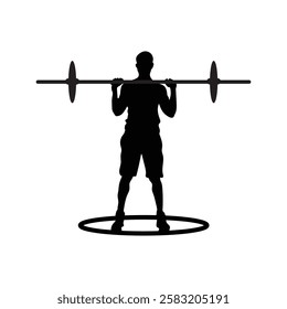 Shoulder Overhead Press Exercise Silhouette Workout Training Men Vector Illustration.