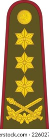 Shoulder pad military officer mark for the GENEROLAS LEITENANTAS (LIEUTENANT GENERAL) insignia rank in the Lithuanian Land Force