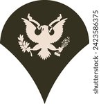 Shoulder pad rank insignia for a United States Army SPECIALIST on the Army greens uniform