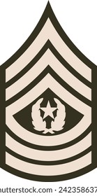 Shoulder pad rank insignia for a United States Army COMMAND SERGEANT MAJOR on the Army greens uniform