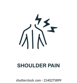 Schulter Schmerzen flach Symbol. Farbiges Elementzeichen aus der Körperschmerzsammlung. Flat Shoulder Pain Symbol für Web-Design, Infografiken und mehr.