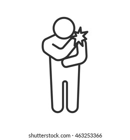 Shoulder pain linear icon. Thin line design