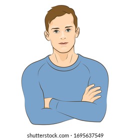 Shoulder portrait of a young handsome man with attractive face.