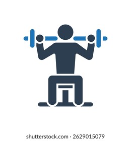 Icono de entrenamiento de Prensa de hombro aislado sobre fondo blanco