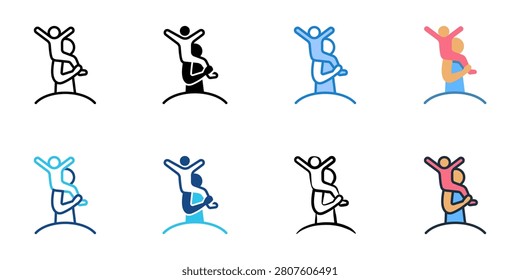 Shoulder ride icons set multiple style collection. Editable stroke 
