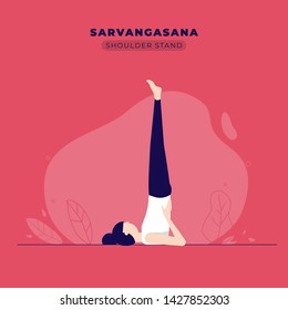 Shoulder Stand Yoga Pose Illustration