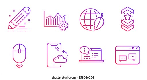 Shoulder strap, Brand contract and Online documentation line icons set. Environment day, Operational excellence and Smartphone cloud signs. Scroll down, Browser window symbols. Vector
