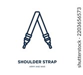 shoulder strap icon from army and war collection. Thin linear shoulder strap, shoulder, strap outline icon isolated on white background. Line vector shoulder strap sign, symbol for web and mobile