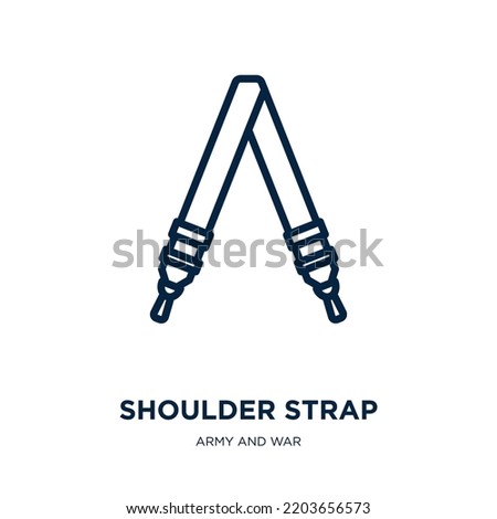shoulder strap icon from army and war collection. Thin linear shoulder strap, shoulder, strap outline icon isolated on white background. Line vector shoulder strap sign, symbol for web and mobile Stockfoto © 