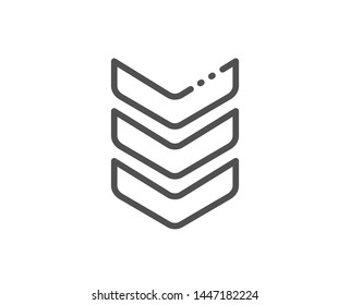 Shoulder strap line icon. Army reward sign. Best rank symbol. Quality design element. Linear style shoulder strap icon. Editable stroke. Vector