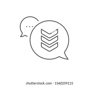 Shoulder strap line icon. Chat bubble design. Army reward sign. Best rank symbol. Outline concept. Thin line shoulder strap icon. Vector
