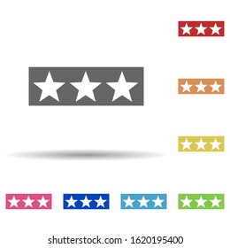 Shoulder straps three stars in multi color style icon. Simple glyph, flat vector of army icons for ui and ux, website or mobile application