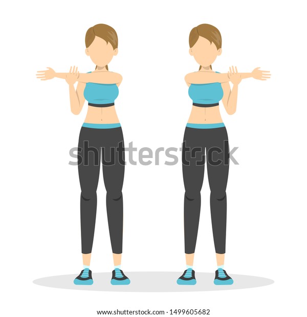 Shoulder Stretch Exercise Stretch Relieve Shoulder Stock Vector