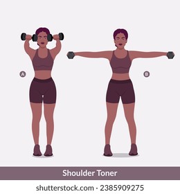 Shoulder Toner exercise, Woman workout fitness, aerobic and exercises.