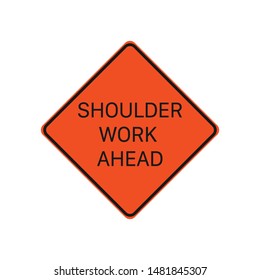 Shoulder Work Ahead Sign Isolated On White Background. Caution Symbol Modern, Simple, Vector, Icon For Website Design, Mobile App, Ui. Vector Illustration