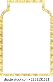 Shouldered Arch rectangular frame architecture window door Greek key pattern Greek meander Luxury golden frame gold pattern ornate ornamental borders decorative decor