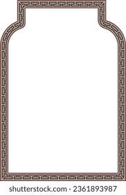 Shouldered Arch rectangular frame architecture window door Greek meander pattern antique retro vintage meander old-fashioned design picture frame art craft borders element decorate isolated background