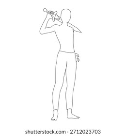 Contorno de Espada Ombreada Pose em Estilo de Arte em Linha