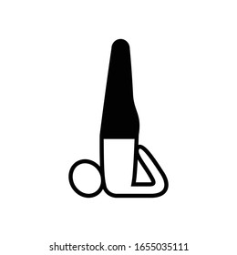 Shoulderstand yoga pose vector icon on white background.