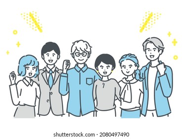 It is the Shoulder-to-Shoulder business people illustration. vector.