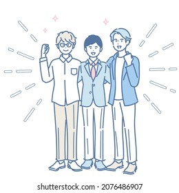 It is the Shoulder-to-Shoulder businessmen illustration. vector.