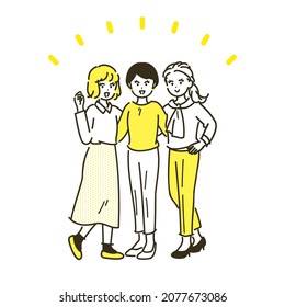 It is the Shoulder-to-Shoulder businesswomen illustration. vector.