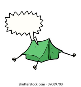 shout coming from cartoon tent