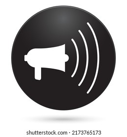 Shout icon, black circle button, vector illustration.
