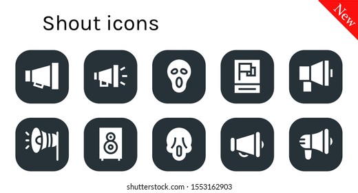 shout icon set. 10 filled shout icons.  Collection Of - Megaphone, Scream, Propaganda, Loudspeaker icons