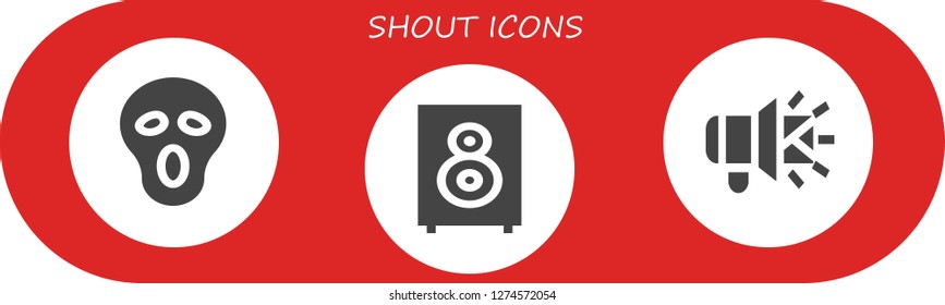  shout icon set. 3 filled shout icons. Simple modern icons about  - Scream, Loudspeaker, Megaphone