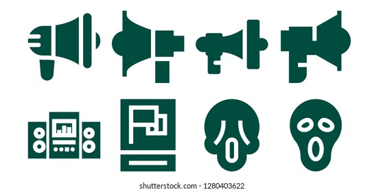  shout icon set. 8 filled shout icons. Simple modern icons about  - Loudspeaker, Megaphone, Propaganda, Scream