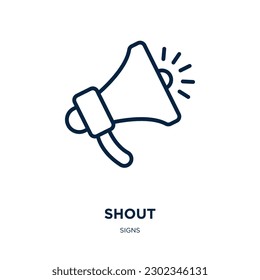 shout icon from signs collection. Thin linear shout, shouting, communication outline icon isolated on white background. Line vector shout sign, symbol for web and mobile