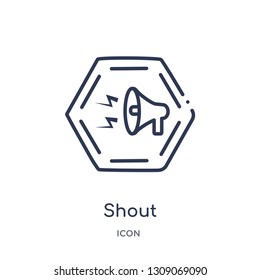shout icon from signs outline collection. Thin line shout icon isolated on white background.