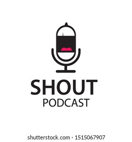 Shout mouth yell podcast logo design