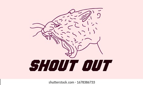 shout out poster with panther head cartoon illustration