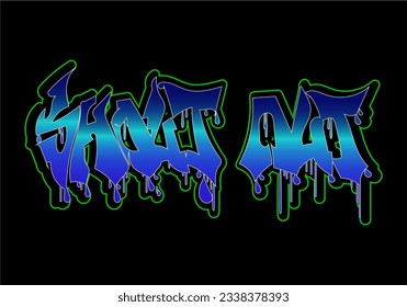 SHOUT OUT word graffiti tag style T shirt design