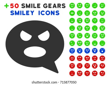 Shout Smiley Message pictograph with bonus emotion icon set. Vector illustration style is flat iconic elements for web design, app user interfaces.