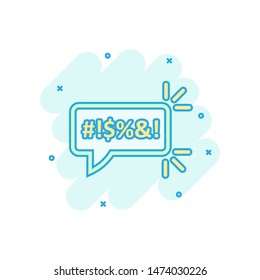 Shout speech bubble icon in comic style. Complain vector cartoon illustration on white isolated background. Angry emotion business concept splash effect.