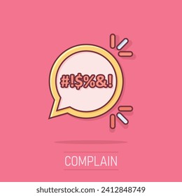 Shout speech bubble icon in comic style. Complain vector cartoon illustration on white isolated background. Angry emotion business concept splash effect.