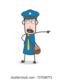 Shouting Angry Mailman Person Vector Illustration