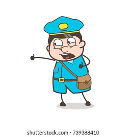 Shouting Angry Postman Face Vector

