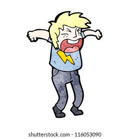 shouting blond person